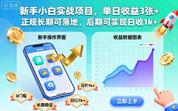 新手小白实战项目，单日收益3张+，正规长期可落地，后期可实现日收1k+【揭秘】-云深网创社