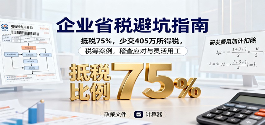 企业省税避坑指南：抵税75%，少交405万所得税，税筹案例，稽查应对与灵活用工-云深网创社
