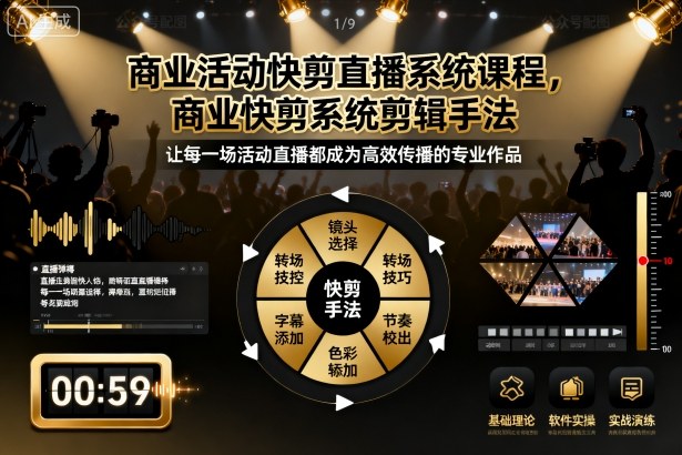 商业活动快剪直播系统课程，商业快剪系统剪辑手法-云深网创社