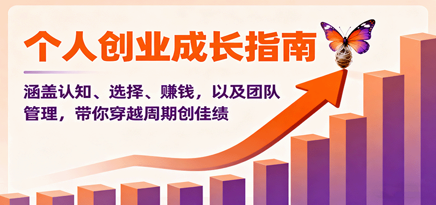 个人创业成长指南：涵盖认知、选择、赚钱，以及团队管理，带你穿越周期创佳绩-云深网创社