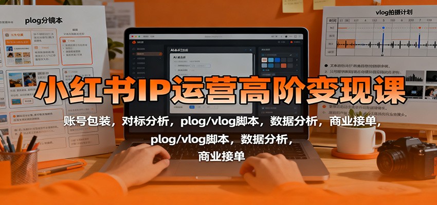 小红书IP运营高阶变现课：账号包装，对标分析，plog/vlog脚本，数据分析，商业接单-云深网创社