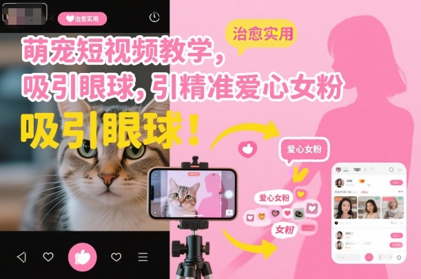 萌宠短视频教学，吸引眼球，引精准爱心女粉-云深网创社