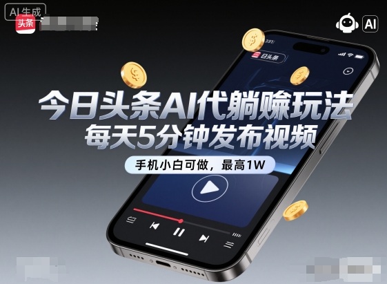 今日头条AI代躺賺玩法，每天5分钟发布视频，手机小白可做，最高1W+【揭秘】-云深网创社