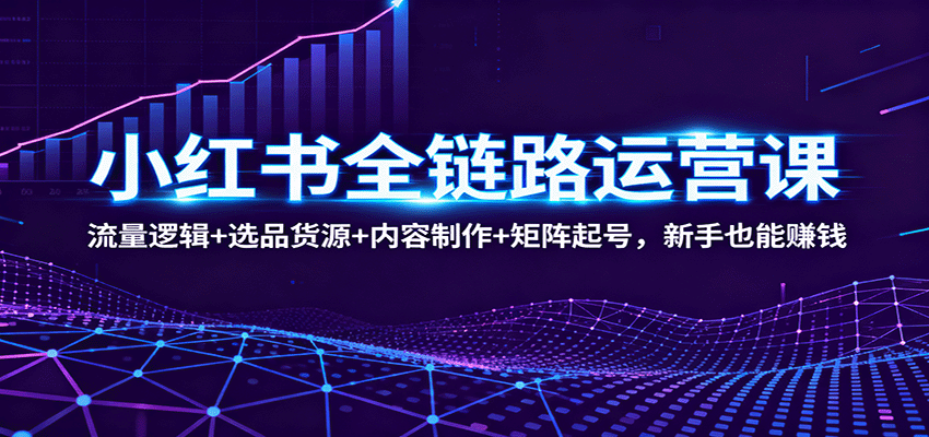 小红书全链路运营课：流量逻辑+选品货源+内容制作+矩阵起号，新手也能赚钱-云深网创社