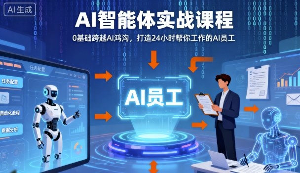 Ai智能体实战课程，0基础跨越Ai鸿沟，打造24小时帮你工作的Ai员工，打破常规，以实战定义Ai-云深网创社