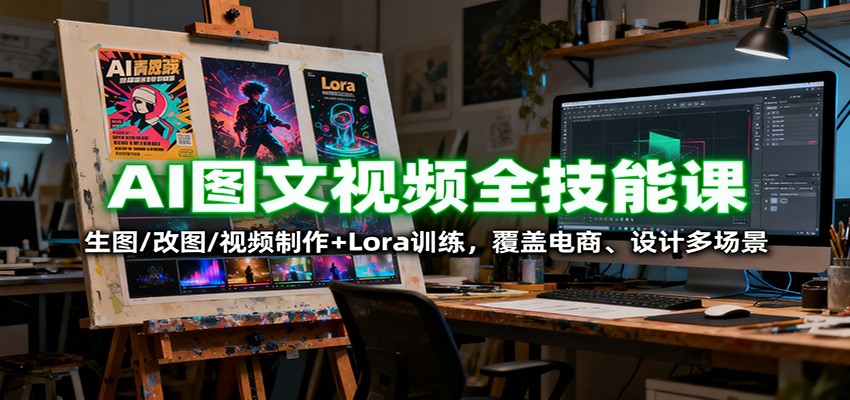 AI图文视频全技能课：生图/改图/视频制作+Lora训练，覆盖电商 、设计多场景-云深网创社