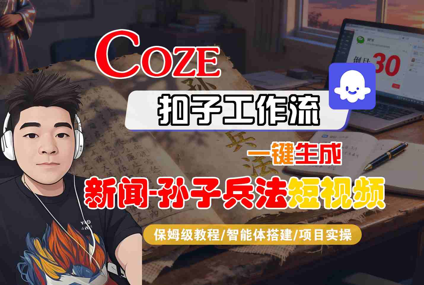 Coze扣子智能体工作流一键生成“新闻-孙子兵法“短视频，全流程保姆级教学-云深网创社