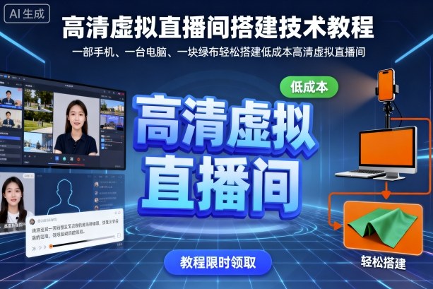 高清虚拟直播间搭建技术教程，一部手机、一台电脑、一块绿布轻松搭建低成本高清虚拟直播间-云深网创社
