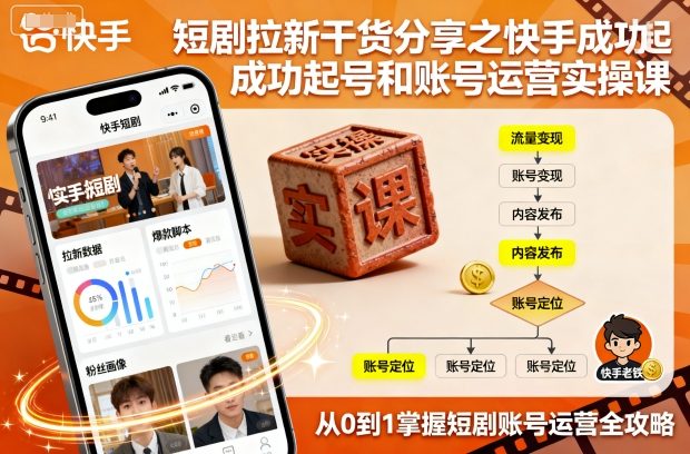 短剧拉新干货分享之快手成功起号和账号运营实操课-云深网创社