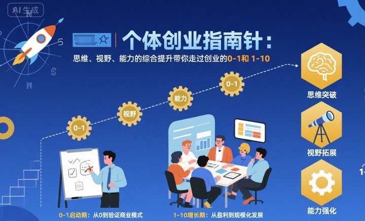 个体创业指南针，思维、视野、能力的综合提升带你走过创业的0-1和1-10【音频】-云深网创社