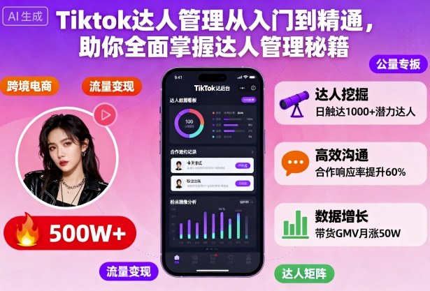 Tiktok达人管理从入门到精通，助你全面掌握达人管理秘籍-云深网创社