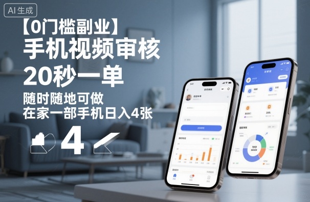 【0门槛副业】手机视频审核，20秒一单，随时随地可做，在家一部手机日入4张【揭秘】-云深网创社