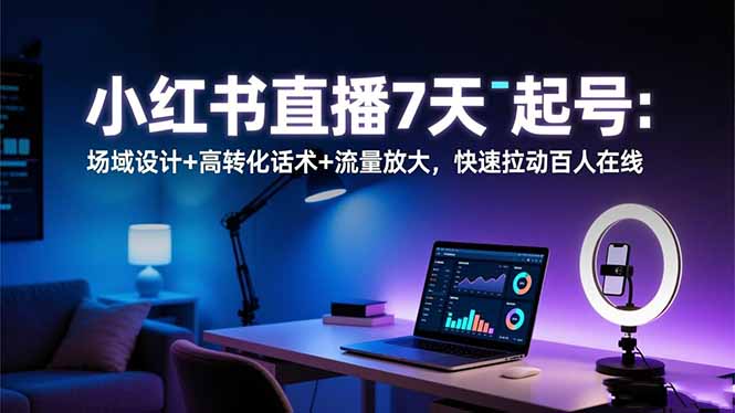 （16537期）小红书直播7天起号：场域设计+高转化话术+流量放大，快速拉动百人在线-云深网创社