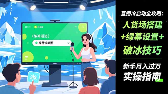 （16605期）直播冷启动全攻略:人货场搭建+绿幕设置+破冰技巧，新手月入过万实操指南-云深网创社