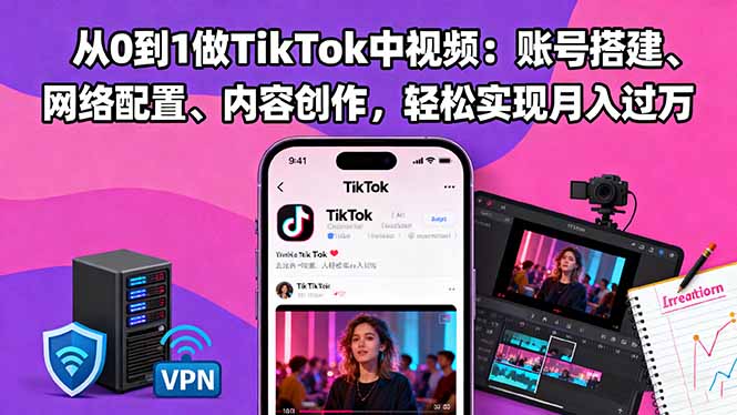 （16461期）从0到1做TikTok中视频：账号搭建、网络配置、内容创作，轻松实现月入过万-云深网创社