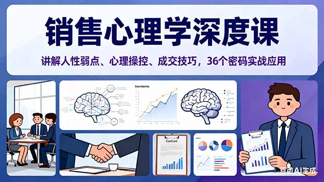 （16456期）销售心理学深度课，讲解人性弱点、心理操控、成交技巧，36个密码实战应用-云深网创社