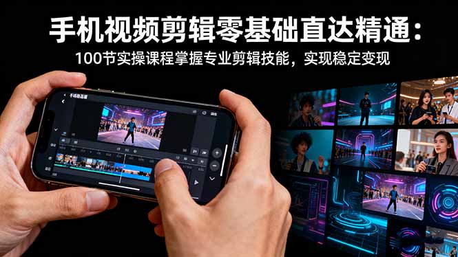 （16466期）手机视频剪辑零基础直达精通：100节实操课程掌握专业剪辑技能，实现稳...-云深网创社