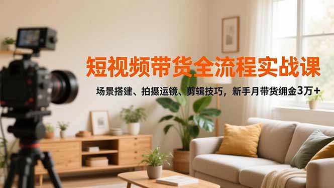 （16679期）短视频带货全流程实战课，场景搭建、拍摄运镜、剪辑技巧，新手月带货佣金3万+-云深网创社