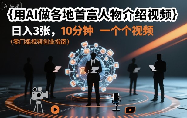 用AI做各地首富人物介绍视频，日入3张，10分钟一个视频-云深网创社