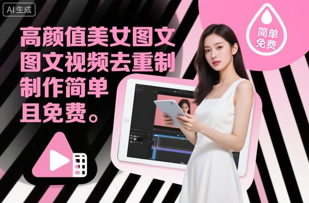 高颜值美女图文视频去重制作教学，制作简单且免费-云深网创社