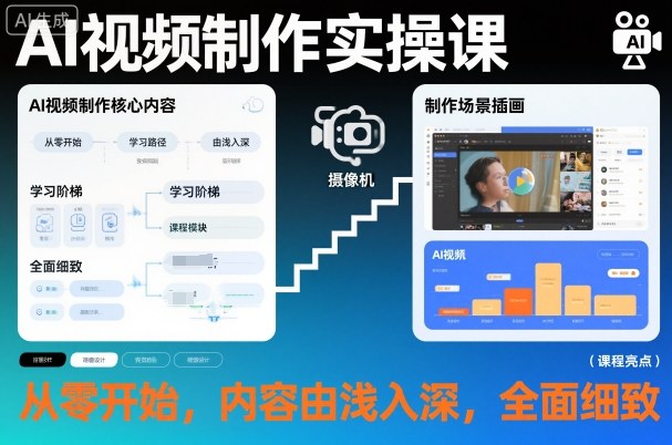 AI视频制作实操课，从零开始，内容由浅入深，全面细致-云深网创社
