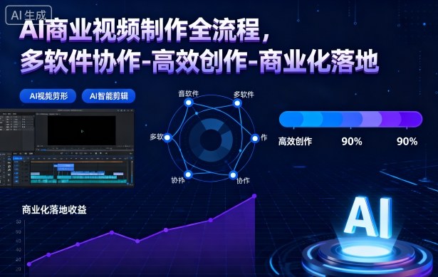 AI商业视频制作全流程，多软件协作-高效创作-商业化落地-云深网创社