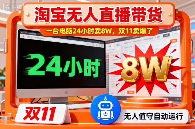 淘宝无人直播带货，一台电脑214小时卖8W，双11卖爆了【揭秘】-云深网创社