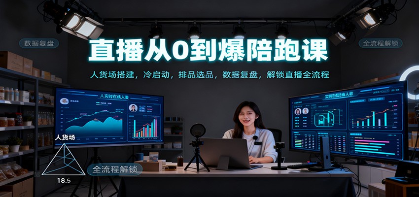 直播从0到爆陪跑课：人货场搭建，冷启动，排品选品，数据复盘，解锁直播全流程-云深网创社