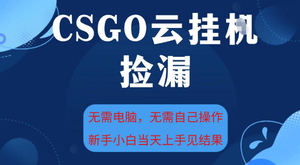 CSGO云挂G全自动捡漏，最新独家玩法，无需电脑操作，新手小白日入5张+【揭秘】-云深网创社