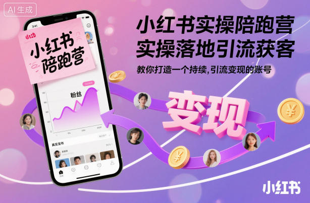 小红书实操陪跑营，实操落地引流获客，教你打造一个持续引流变现的账号-云深网创社