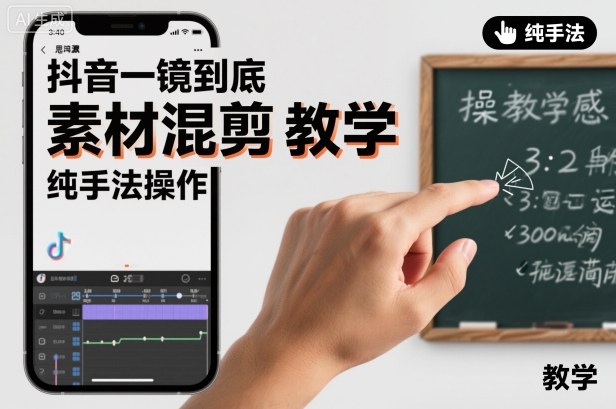抖音一镜到底素材混剪教学，纯手法操作-云深网创社