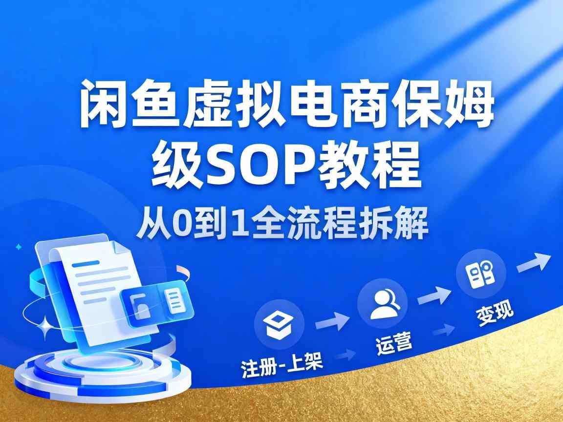 闲鱼虚拟电商，月入轻松过1W，保姆级SOP教程-云深网创社