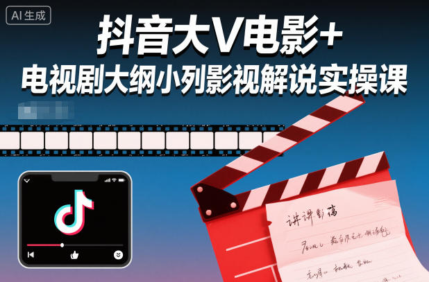 抖音大V电影+电视剧大纲小列影视剧解说实操课-云深网创社