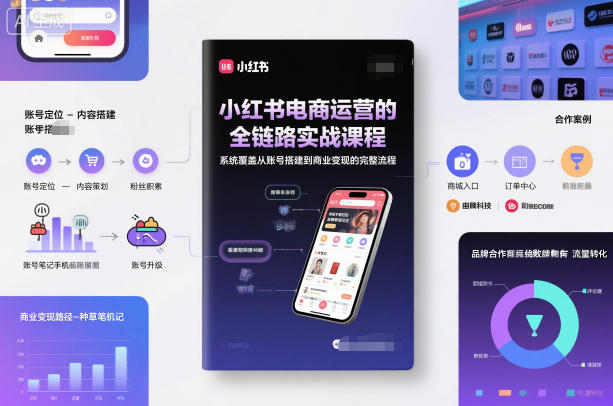 小红书电商运营的全链路实战课程，系统覆盖从账号搭建到商业变现的完整流程-云深网创社