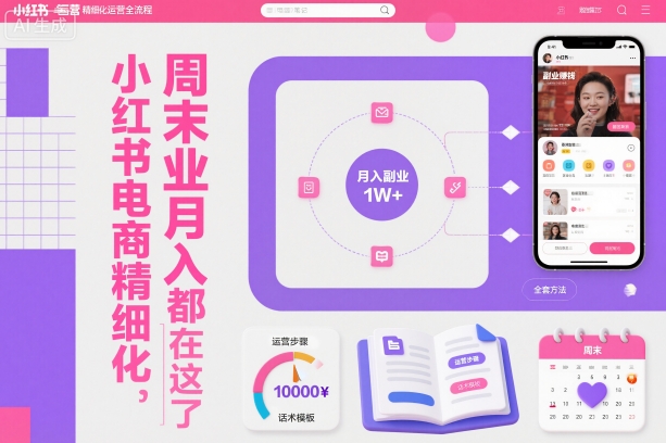 小红书电商精细化运营全流程，周末副业月入1W+，全套方法都在这了-云深网创社