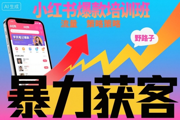 小红书爆款培训班，小红书获客野路子流量打法，暴力持续获客-云深网创社