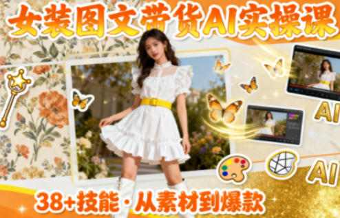 女装图文带货的AI实操课，覆盖38个实用技能，快速提升素材制作效率-云深网创社