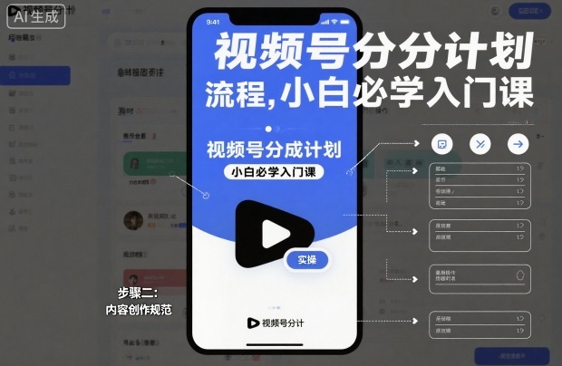 视频号分成计划实操流程，小白必学入门课-云深网创社