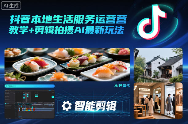 抖音本地生活服务运营教学+剪辑拍摄AI最新玩法-云深网创社