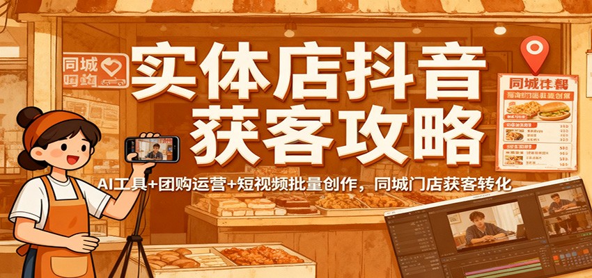 实体店抖音获客攻略：AI工具+团购运营+短视频批量创作，同城门店获客转化-云深网创社