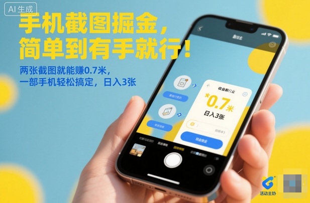 手机截图掘金，简单到有手就行！两张截图就能賺0.7米，一部手机轻松搞定，日入3张【揭秘】-云深网创社
