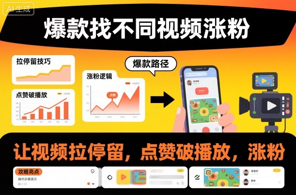 爆款找不同视频涨粉，让视频拉停留，实现点赞，破播放，涨粉-云深网创社