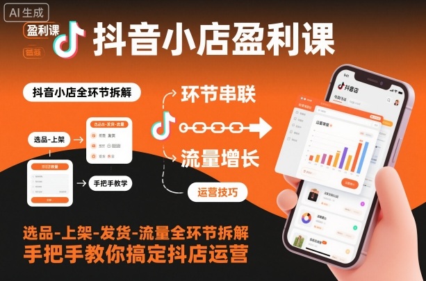 抖音小店盈利课-选品-上架-发货-流量全环节拆解，手把手教你搞定抖店运营-云深网创社