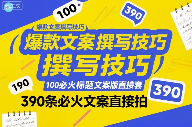 爆款文案撰写技巧，100个必火标题文案模版直接套，390条必火文案直接拍-云深网创社