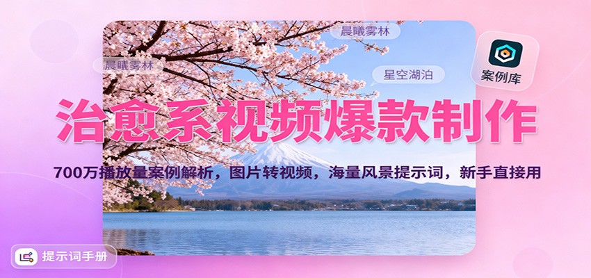 治愈系视频爆款制作，700万播放量案例解析，图片转视频，海量风景提示词，新手直接用-云深网创社