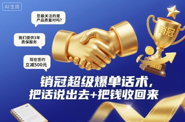 销冠超级爆单话术，把话说出去+把钱收回来-云深网创社