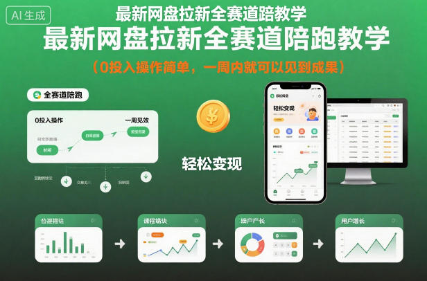 最新网盘拉新全赛道陪跑教学，0投入操作简单，一周内就可以见到成果-云深网创社