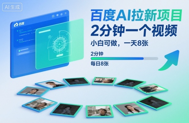 百度AI拉新项目，2分钟一个视频，小白可做，一天8张【附案例+保姆级教程】-云深网创社