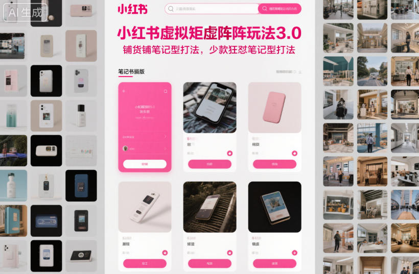 小红书虚拟矩阵玩法3.0，铺货铺笔记型打法，少款狂怼笔记型打法-云深网创社