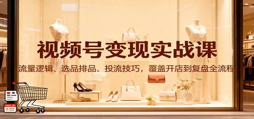 视频号变现实战课：流量逻辑、选品排品、投流技巧，覆盖开店到复盘全流程-云深网创社